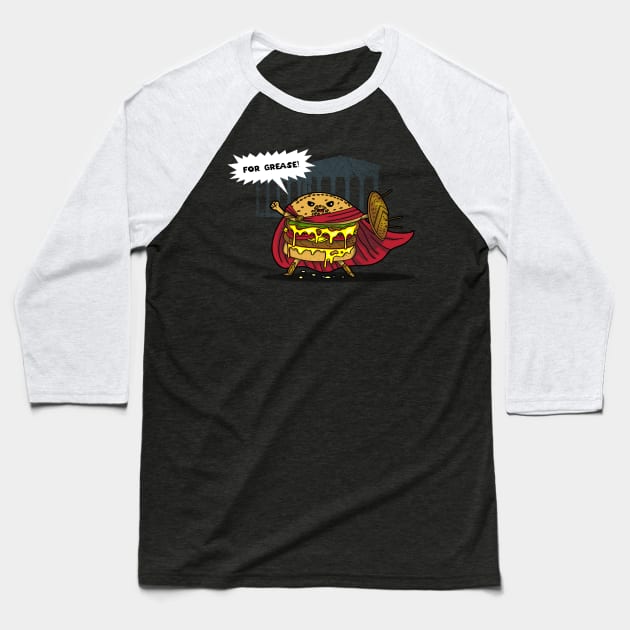 Funny Kawaii Burger Spartan 300 Cute Hamburger Baseball T-Shirt by BoggsNicolas